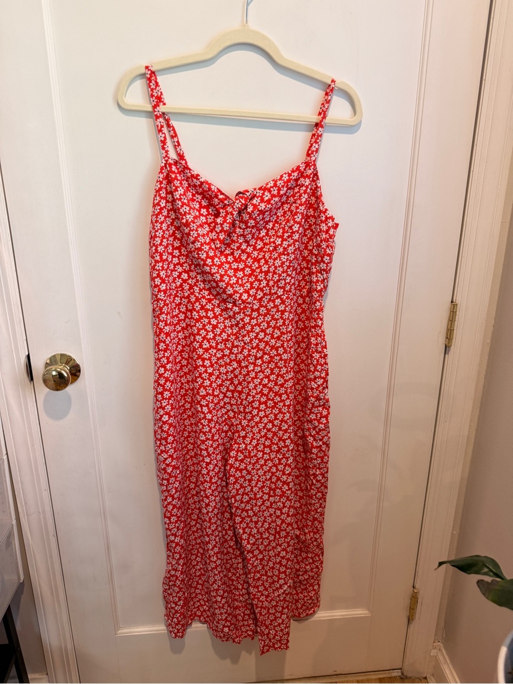 Old Navy Red Floral Spaghetti-Strap Jumpsuit